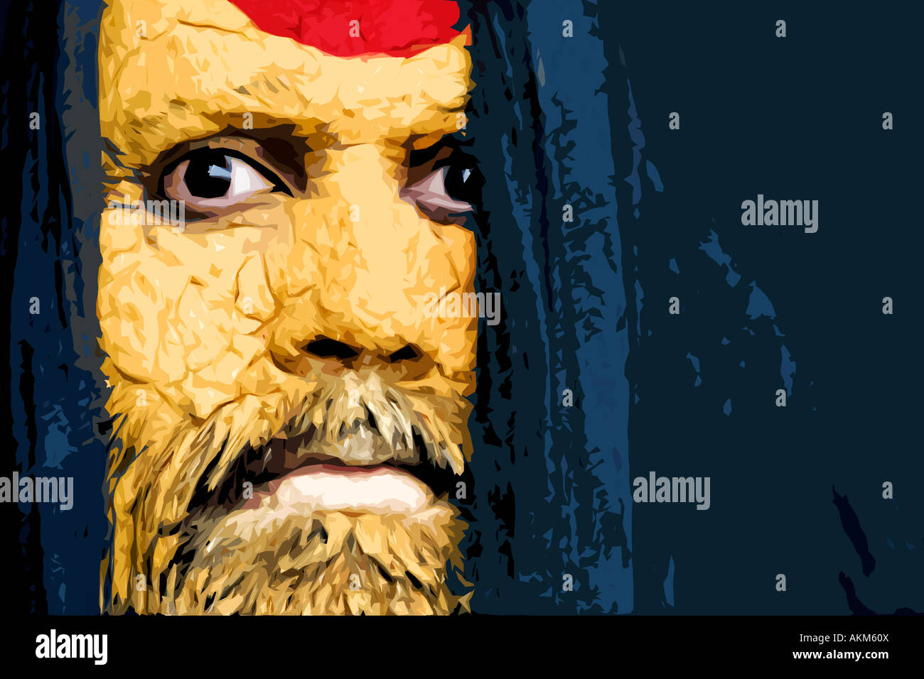 Indischen Sadhu Gesicht. Stilisierte Foto illustration Stockfoto