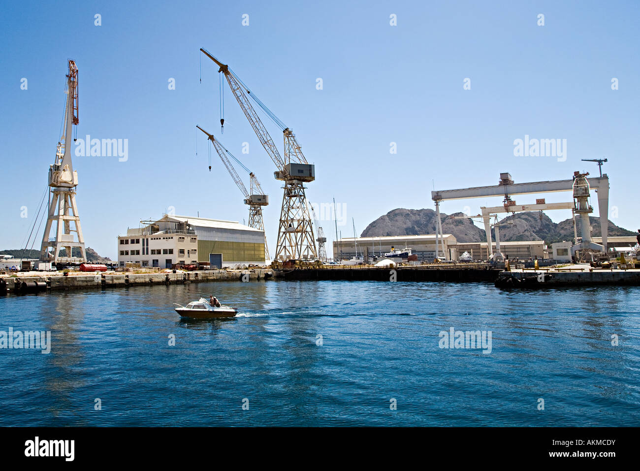 Der Schiffbau-Werft in La Ciotat, Frankreich Stockfoto