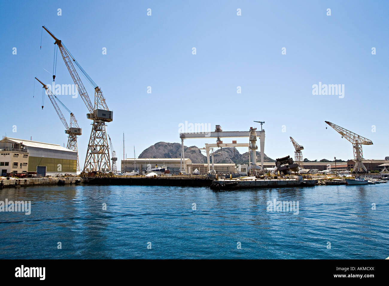 Der Schiffbau-Werft in La Ciotat, Frankreich Stockfoto