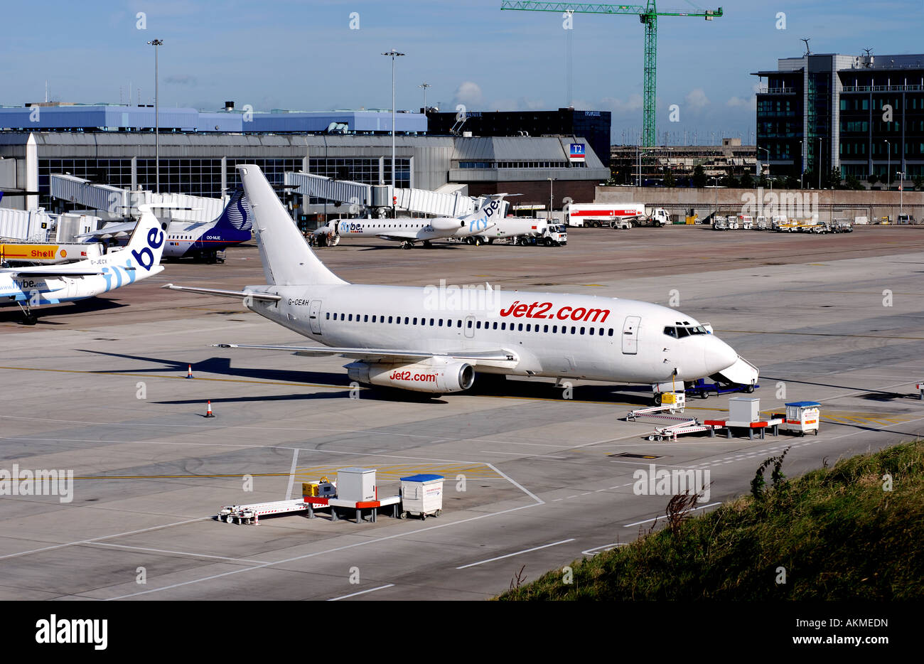 Jet2 com Boeing 737-Flugzeuge am Flughafen Birmingham, England, UK Stockfoto