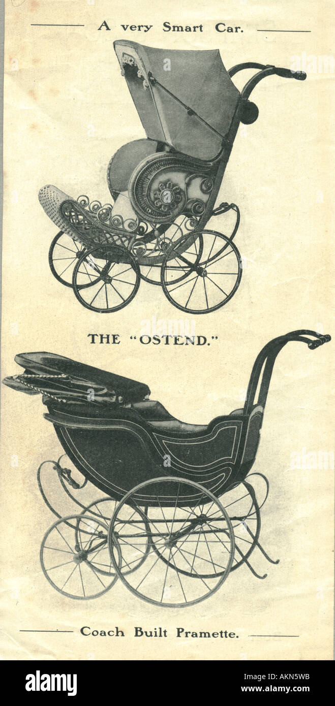 Werbeprospekt für die Kinderwagen circa 1905 Stockfoto