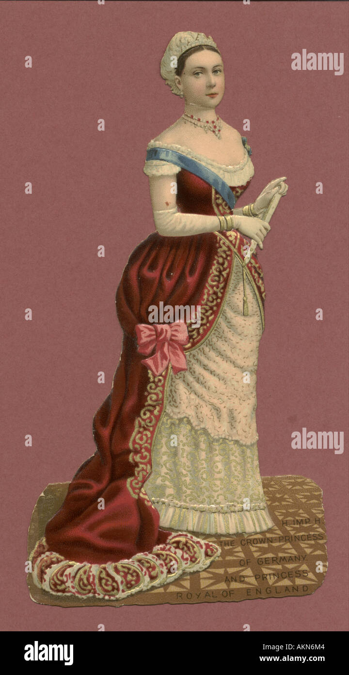 Chromolithographed Würfel schneiden Schrott "Vicky", Princess Royal, Kronprinzessin von Deutschland (1840-1901) um 1880 Stockfoto