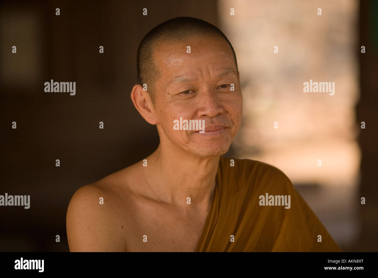 Porträt von einem buddhistischen Mönch Wat Pa Luangta Bua Yannasampanno Wald Kloster Tiger Tempel Kanchanaburi Thailand Stockfoto