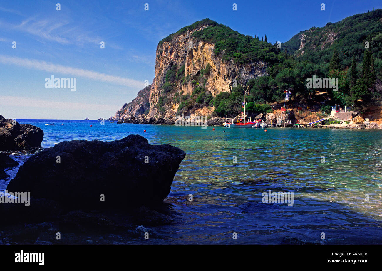 Bucht in Paleokastritsa, Corfu Stockfoto