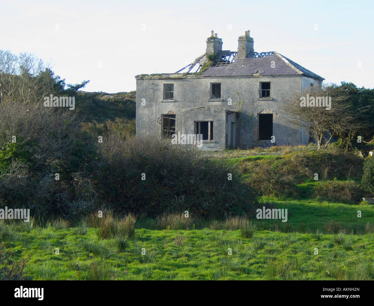 Ein zerstörten und verlassenen Haus in Galway Connemara Irland Stockfoto