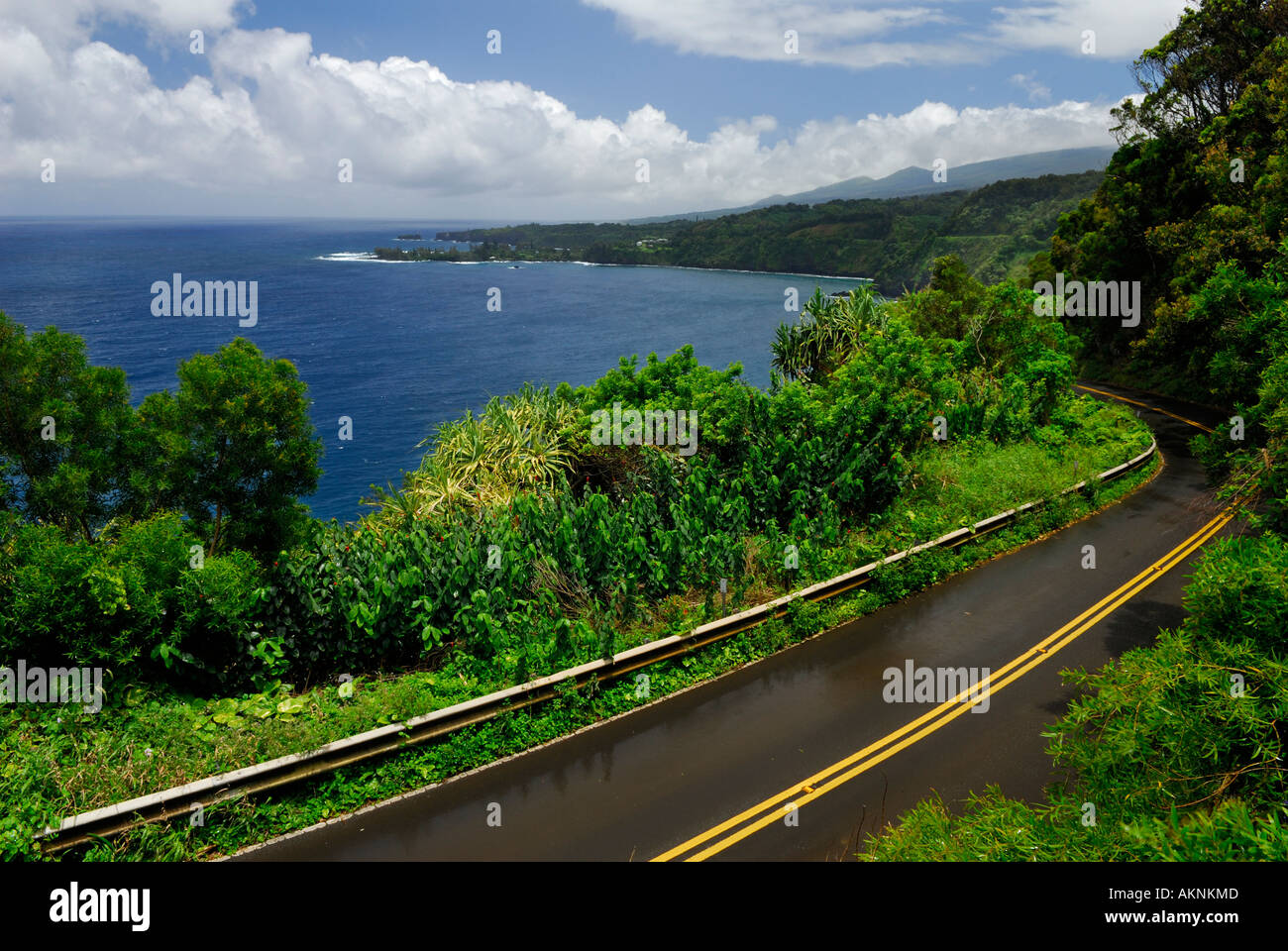 Nasse Straße auf Maui an kaumahina State Wayside Park Hawaii Hana Stockfoto Nasse Straße auf Maui an kaumahina State Wayside Park Hawaii Hana Stockfoto
