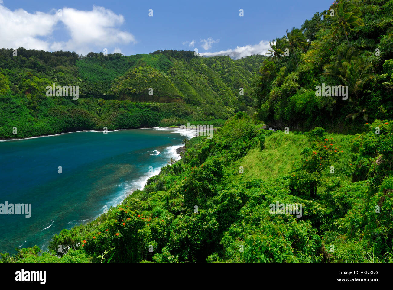 Honomanu Bay und Ufer auf der Straße nach Hana Insel Maui Hawaii Stockfoto Honomanu Bay und Ufer auf der Straße nach Hana Insel Maui Hawaii Stockfoto