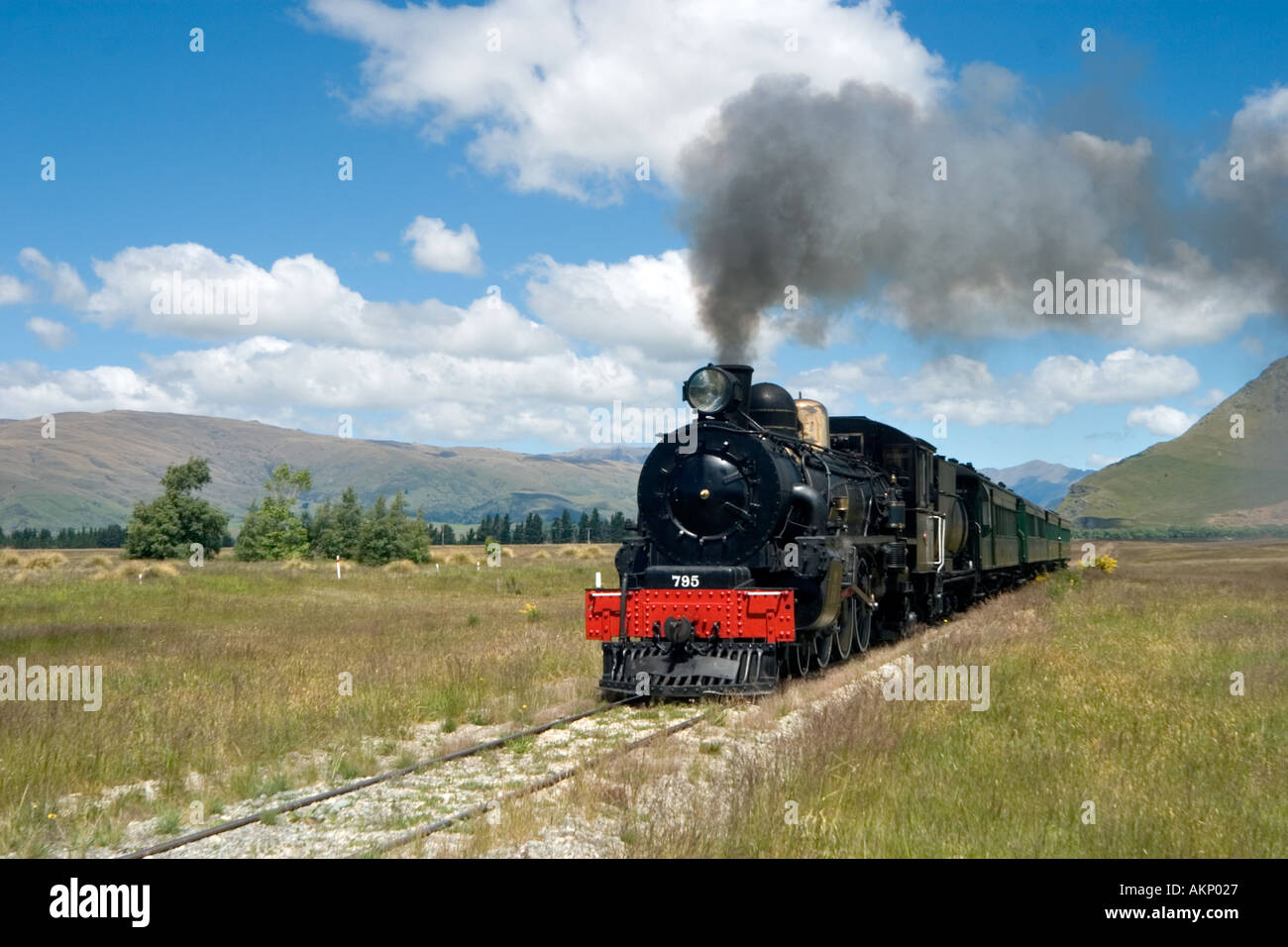 Die Kingston Flyer Dampfzug Toren Kingston, in der Nähe von Queenstown, Südinsel, Neuseeland Stockfoto