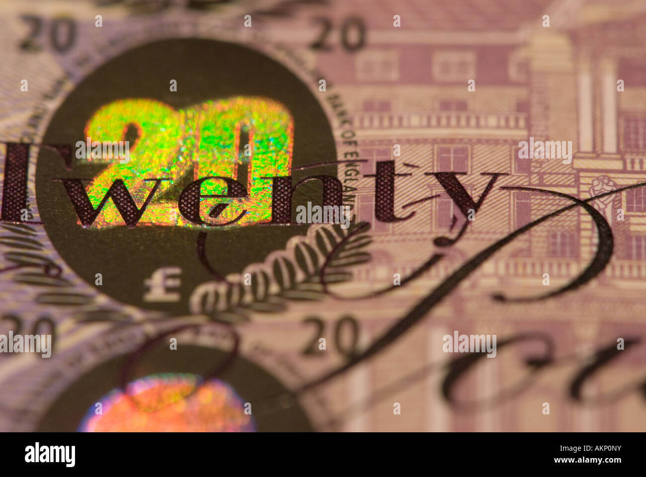 Nahaufnahme von uk-20-Pfund-note Stockfoto