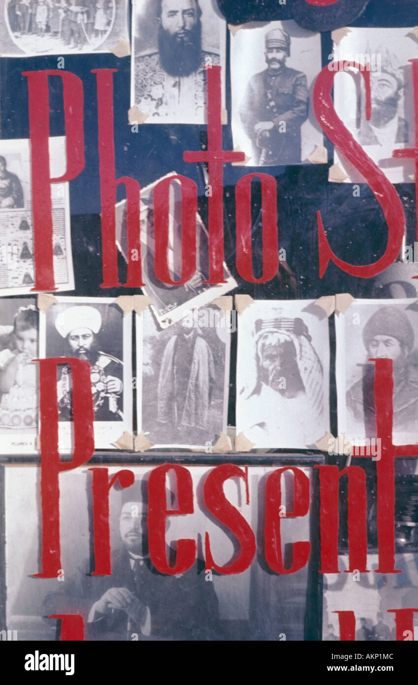 Fenster der Fotogeschäft, Kabul, Afghanistan Stockfoto