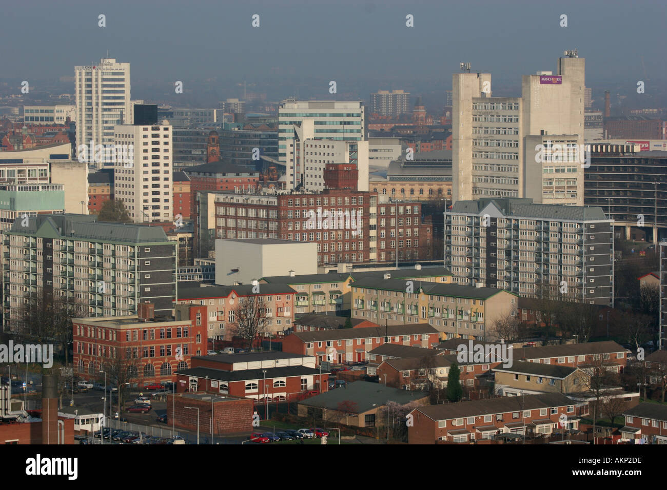 Luftaufnahme von Chorlton auf Medlock Sackville Street Gebäude Universität Manchester UK Stockfoto