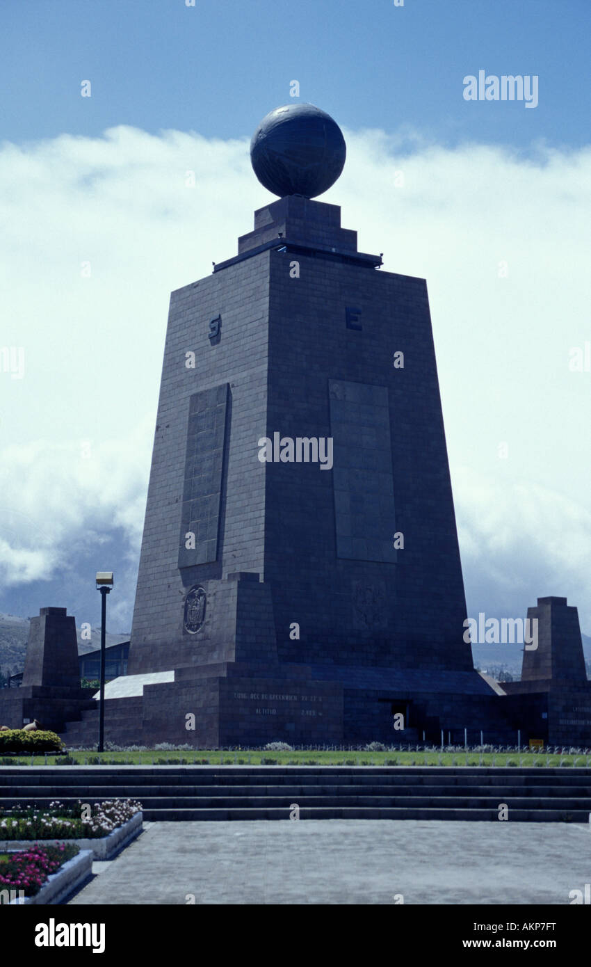 La Miitad del Mundo oder in der Mitte des World Monuments in San Antonio Pichincha in der Nähe von Quito, Ecuador Stockfoto