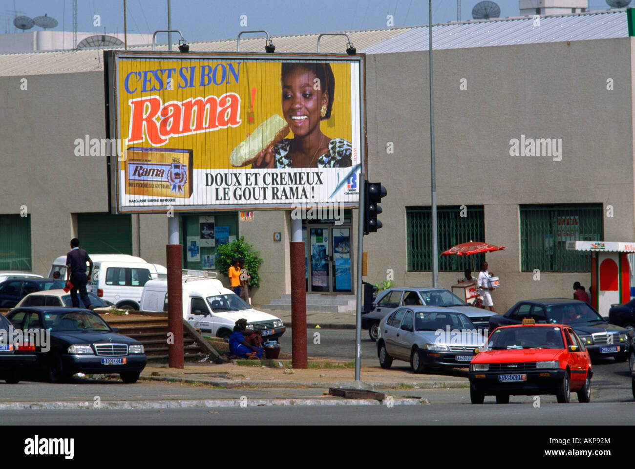 Werbung Plakatwand Abidjan, Côte d ' Ivoire Stockfoto