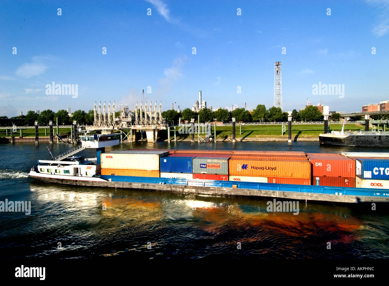 Rhein Deutschland Hafen Hafen Container Container Stockfoto
