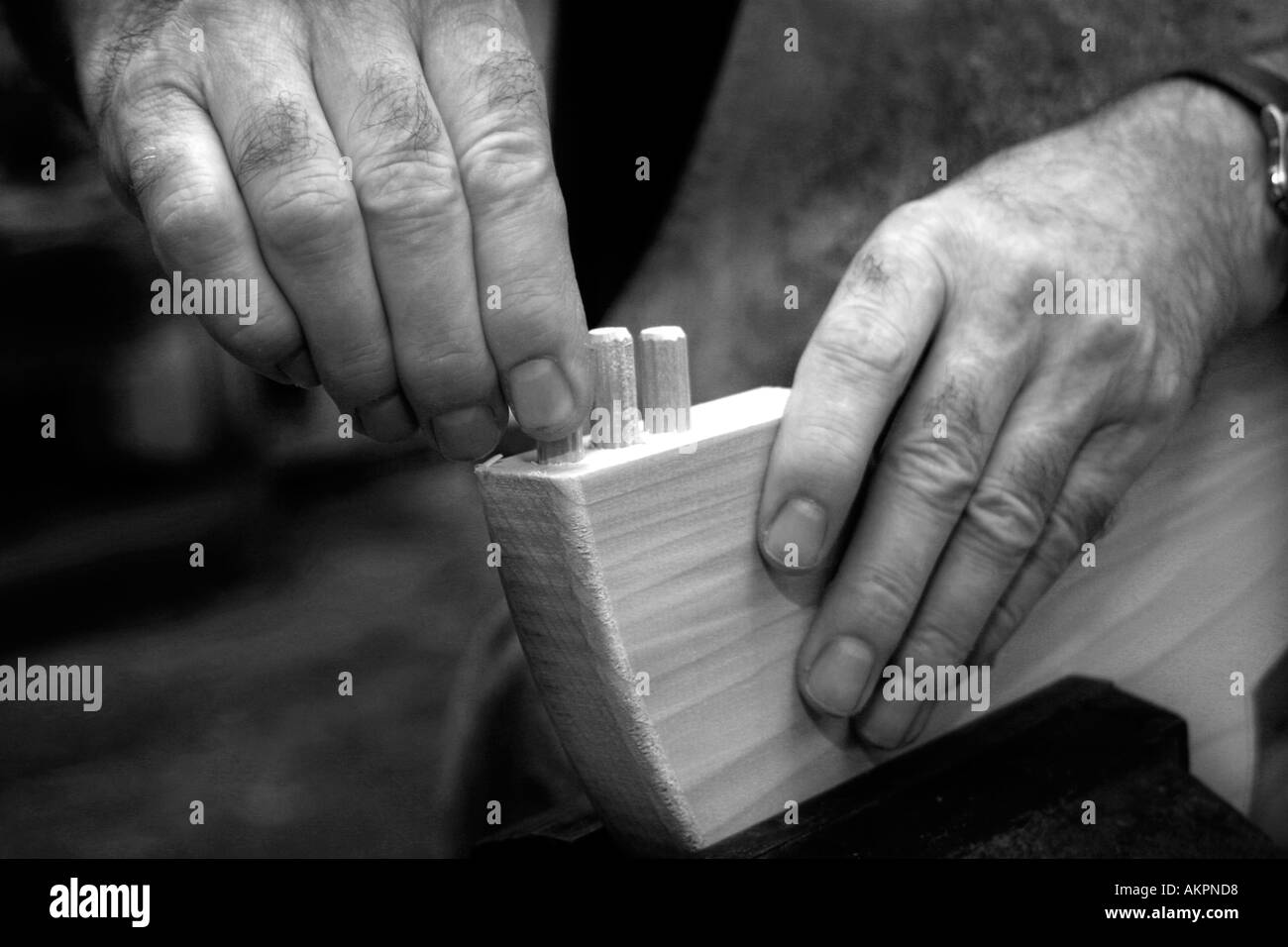 Handwerker-Holzbearbeitung. Stockfoto