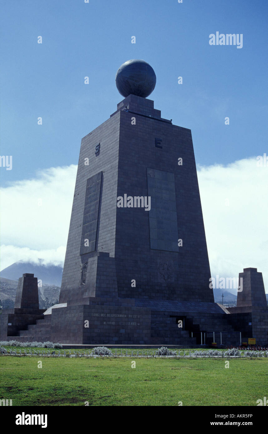 La Miitad del Mundo oder in der Mitte des World Monuments in San Antonio Pichincha in der Nähe von Quito, Ecuador Stockfoto