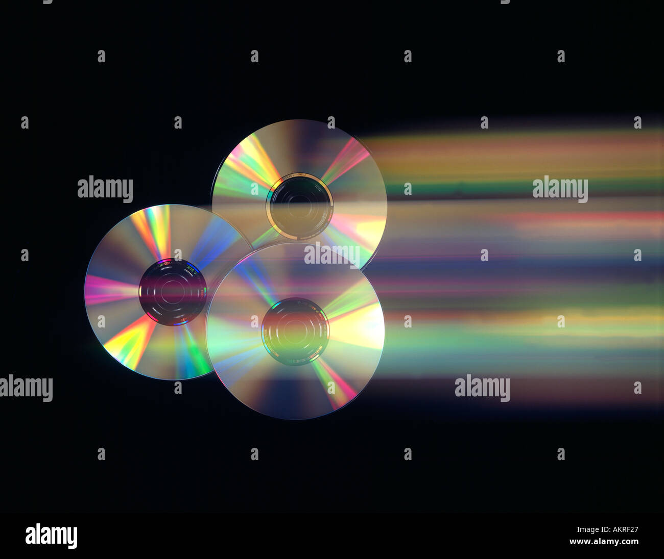 drei cd-Roms in Bewegung Stockfoto