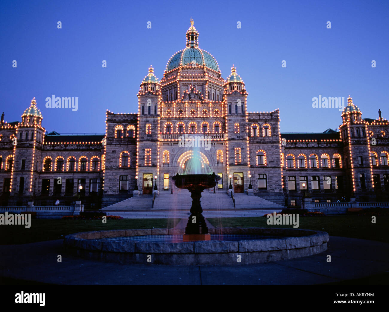 Das Parlamentsgebäude auf dem Victoria Harbour in der Hauptstadt von British Columbia Victoria Stockfoto