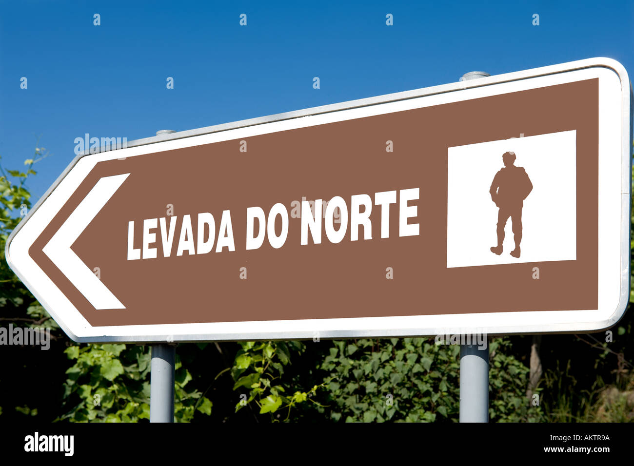Zeichen für Levada Wanderung, Levada do Norte, Madeira, Portugal Stockfoto