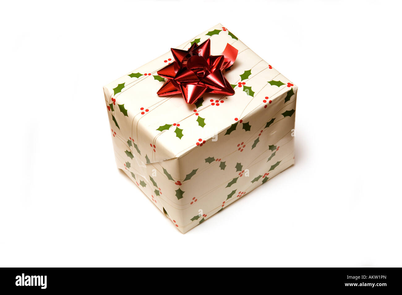 Weihnachtsgeschenk isoliert auf einem weißen Studio-Hintergrund. Stockfoto
