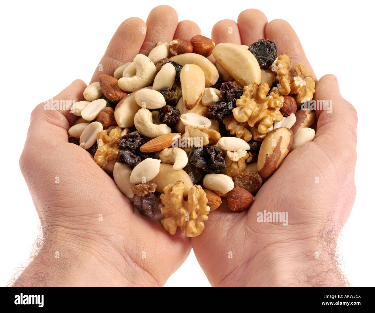 HANDVOLL OBST- UND NUSS-MIX Stockfoto