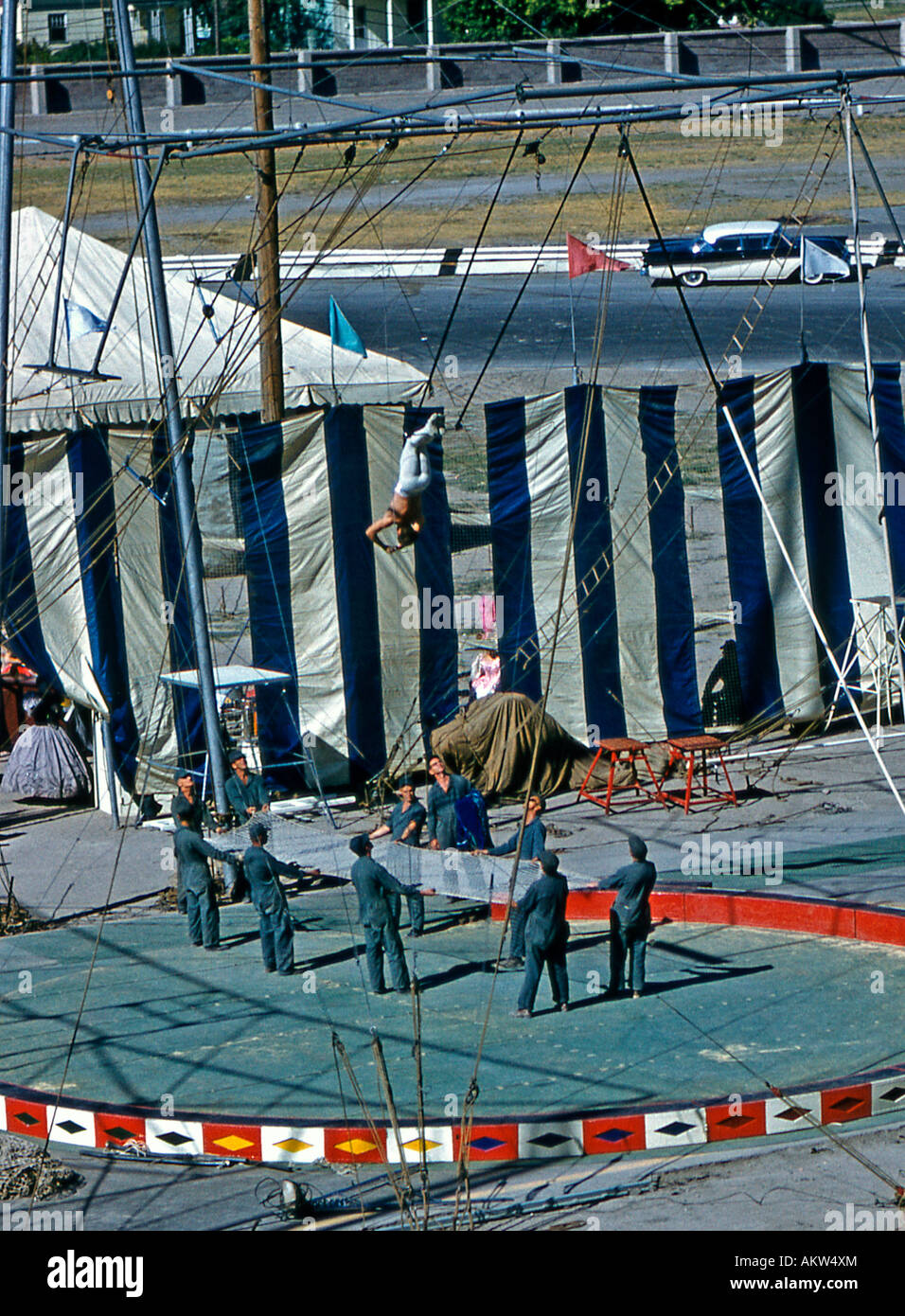 Christiani Bros Circus Trapezkünstler üben c.1950 Stockfoto