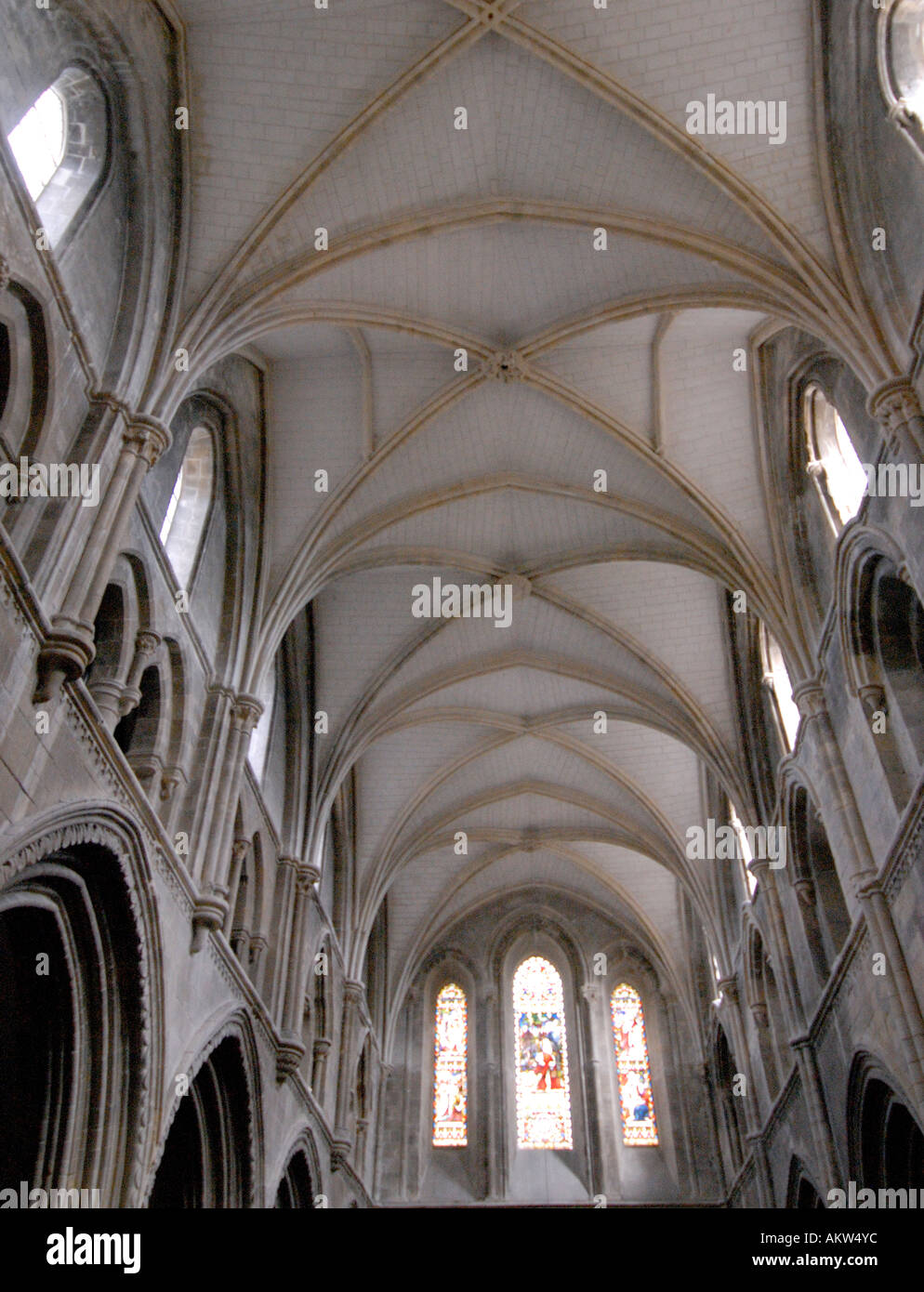 Kreide als Baumaterial das Gewölbe hat Rippen aus Stein von Caen in Frankreich die Stege der geformten Steinen, die Ga füllen Stockfoto