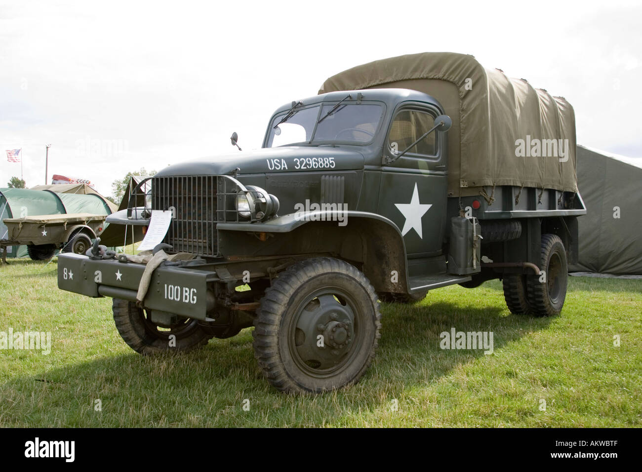 WW2 uns Militär-LKW bei einer Flugschau in Rougham in Suffolk 2006, UK Stockfoto
