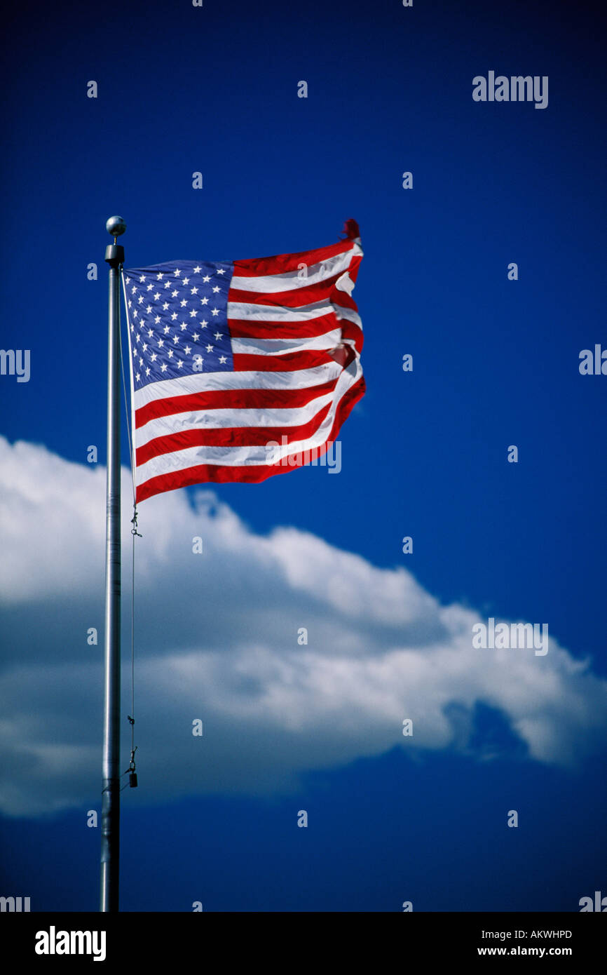Flaggen, amerikanische Flagge und Himmel Stockfoto