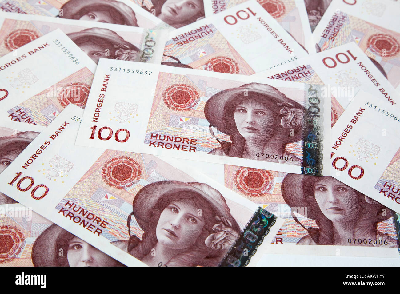 Nahaufnahme der norwegische Banknoten Stockfoto