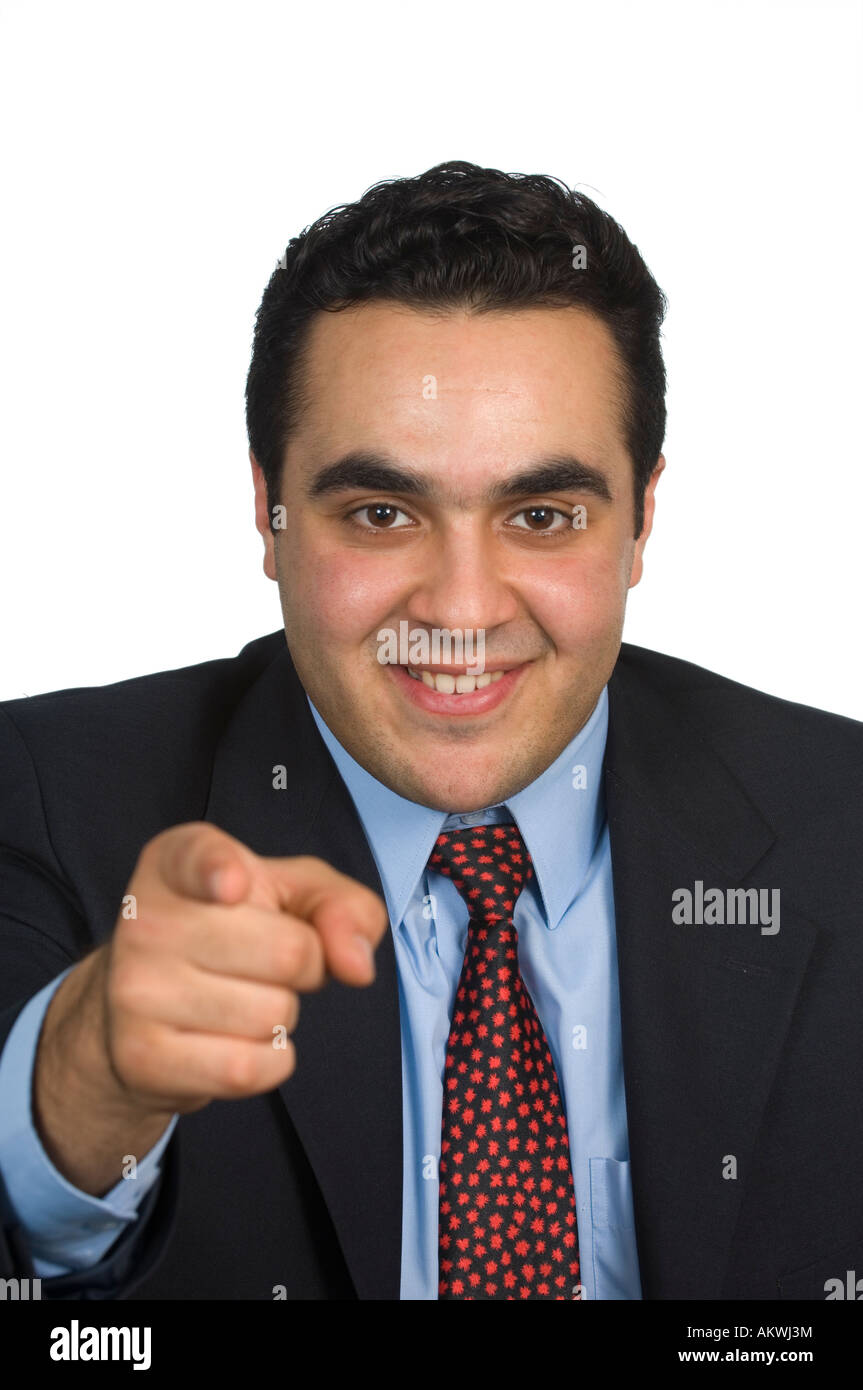 Business Mann zeigenden Finger Stockfoto