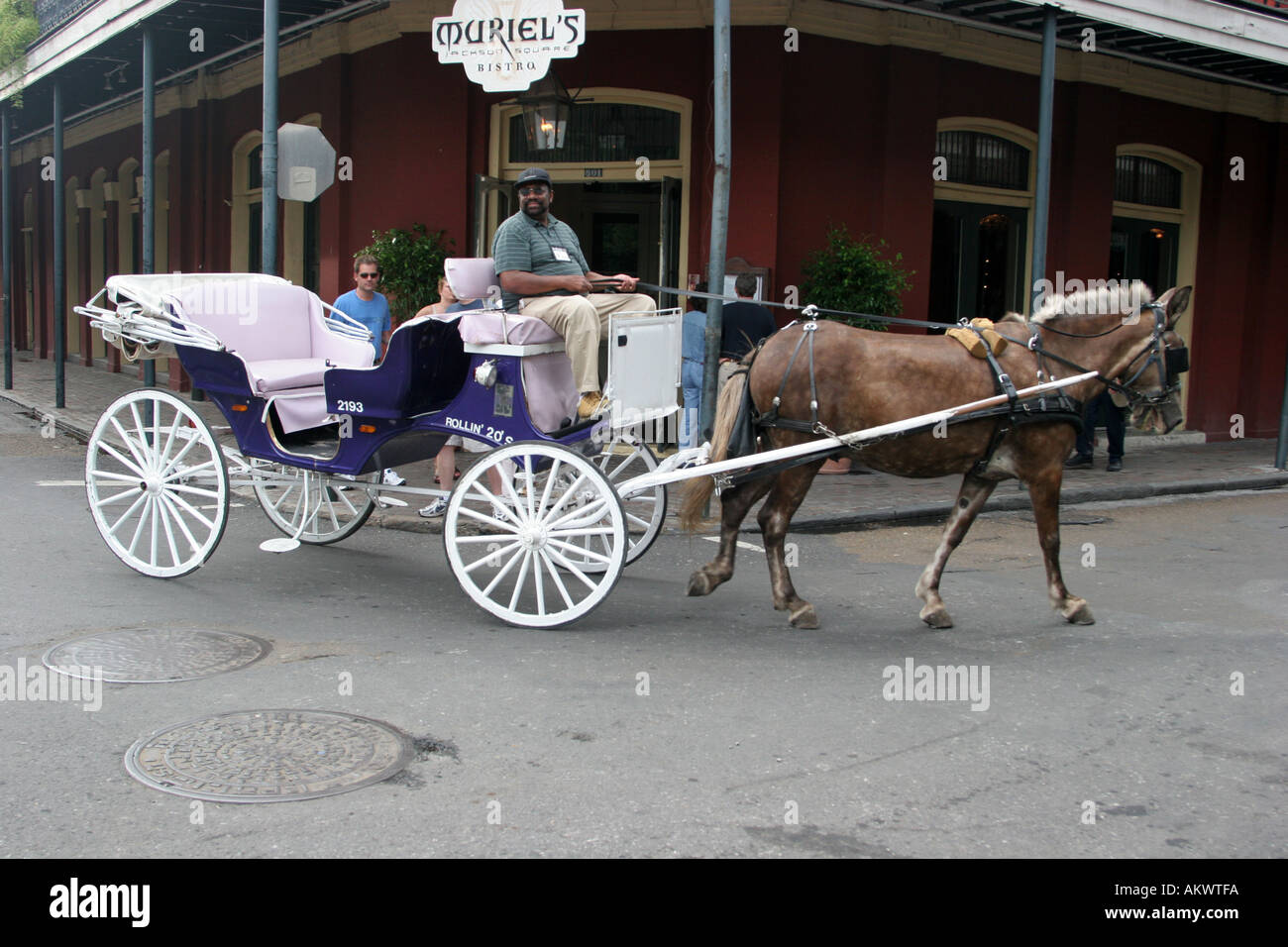 Pferdekutsche Kutschenfahrt im französischen Viertel New Orleans Louisiana USA Stockfoto