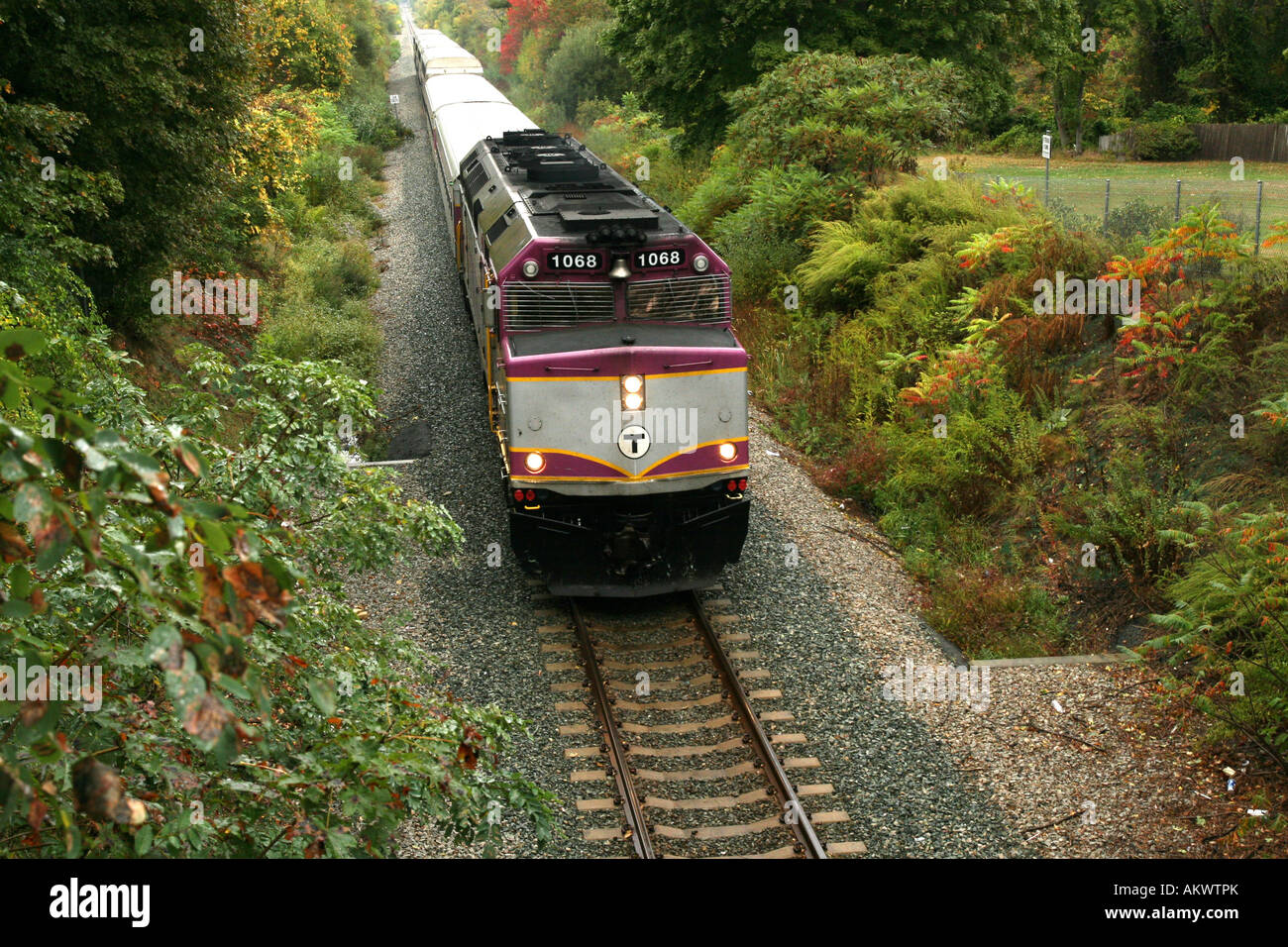 MBTA Personenzug bei Plymouth MA USA Stockfoto