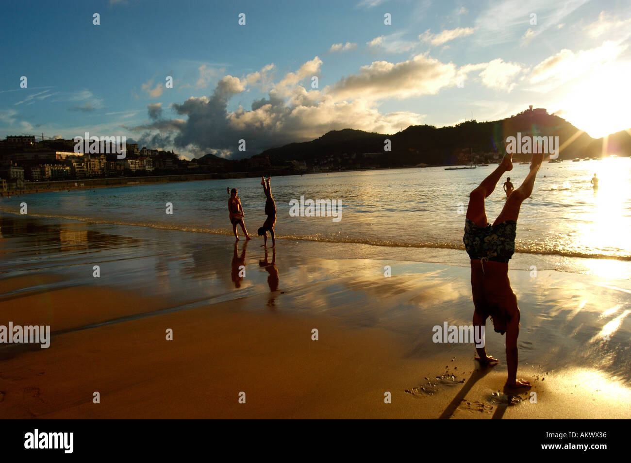 Strand Playa De La Concha, San Sebastian, Spanien Stockfoto