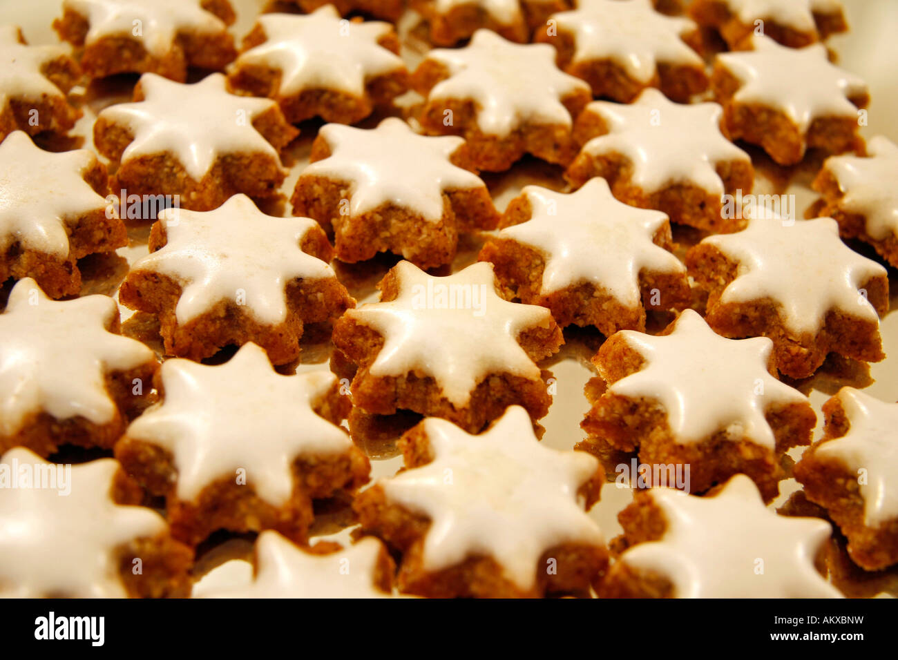 Zimt Sterne Kekse, Gebäck Stockfoto