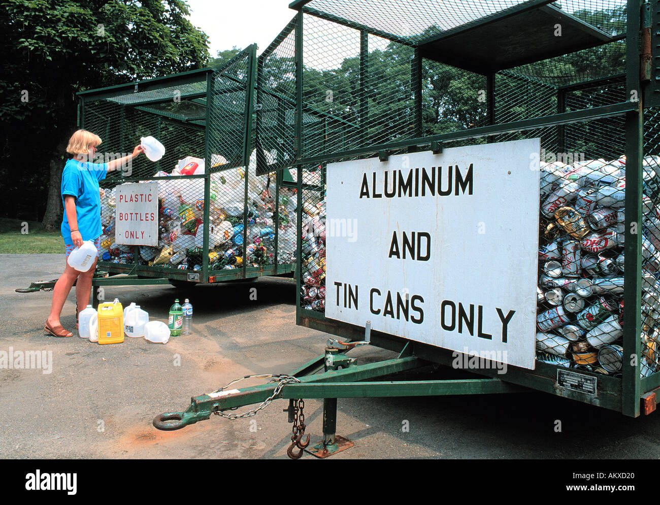 Recycling-Depot Kunststoff und Aluminium, Morris Plains, New Jersey Stockfoto