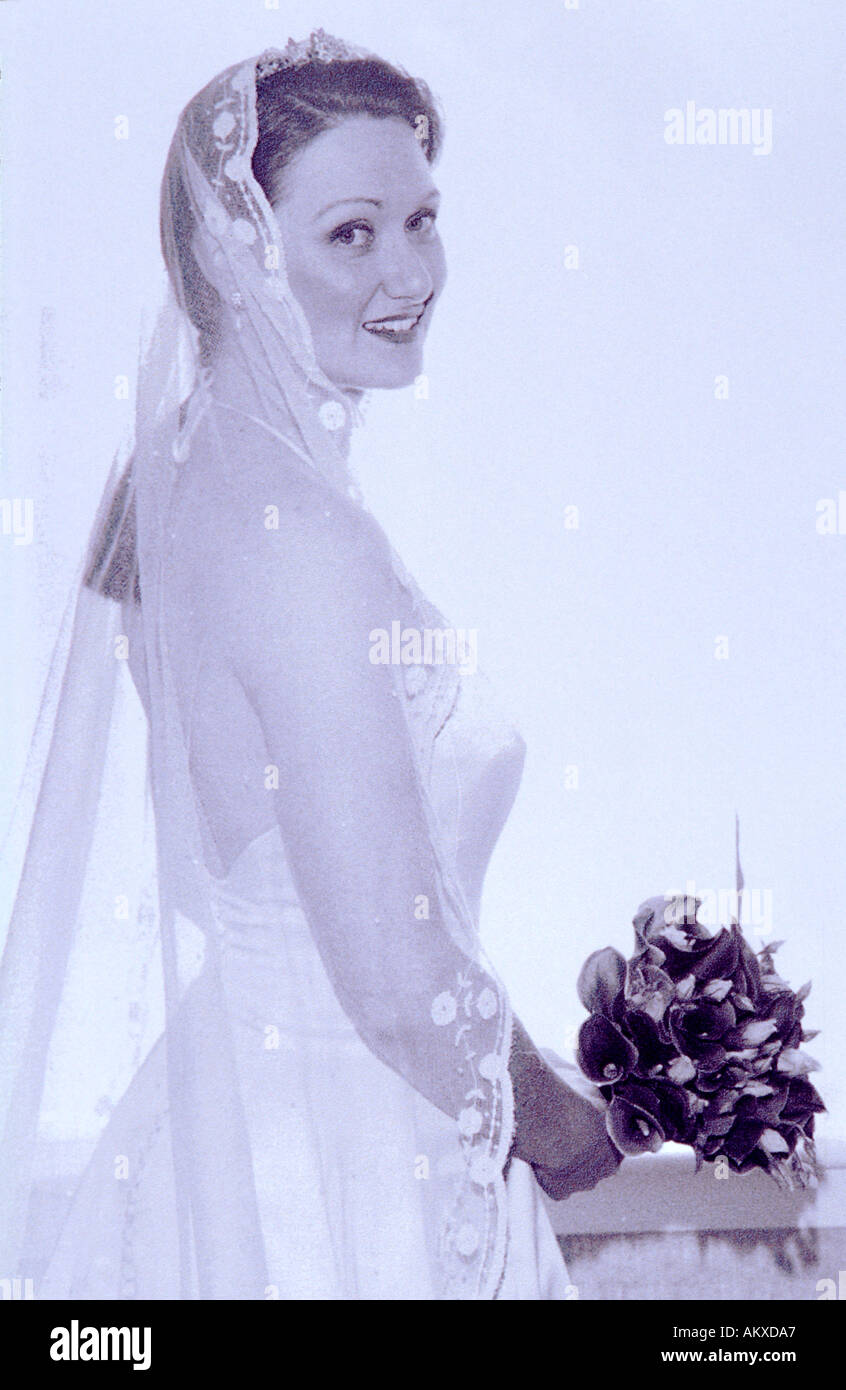 Porträt einer Vintage Braut Stockfoto