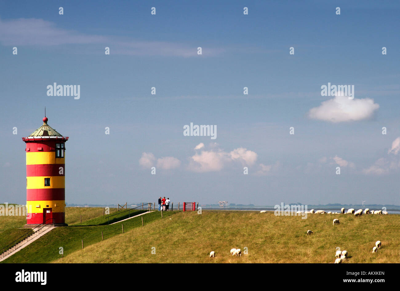 Leuchtturm von Pilsum, Norther Meer Küste, Pilsum, Deutschland Stockfoto