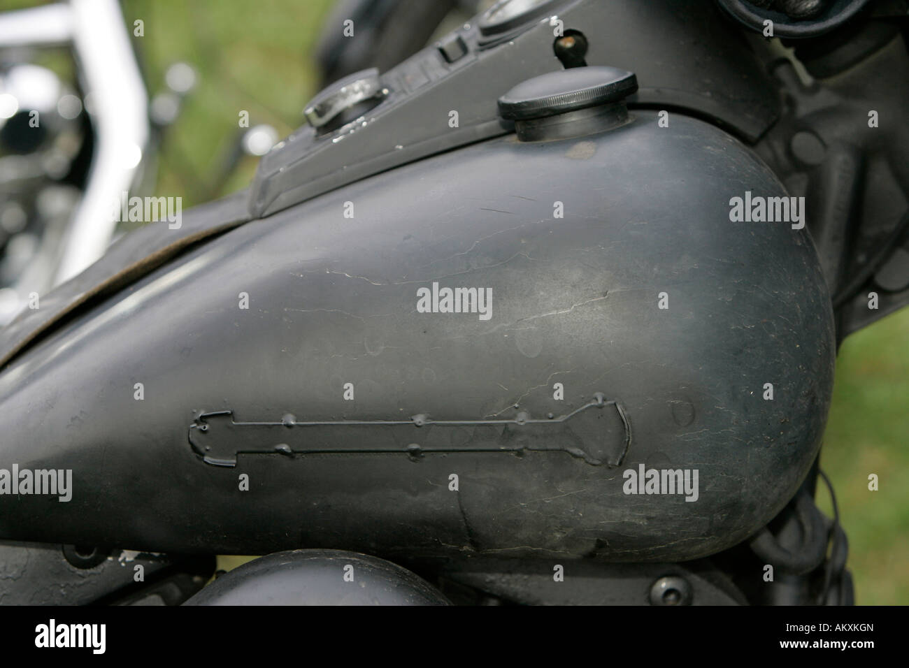 Harley Davidson, Gasolinetank, Detail. Stockfoto