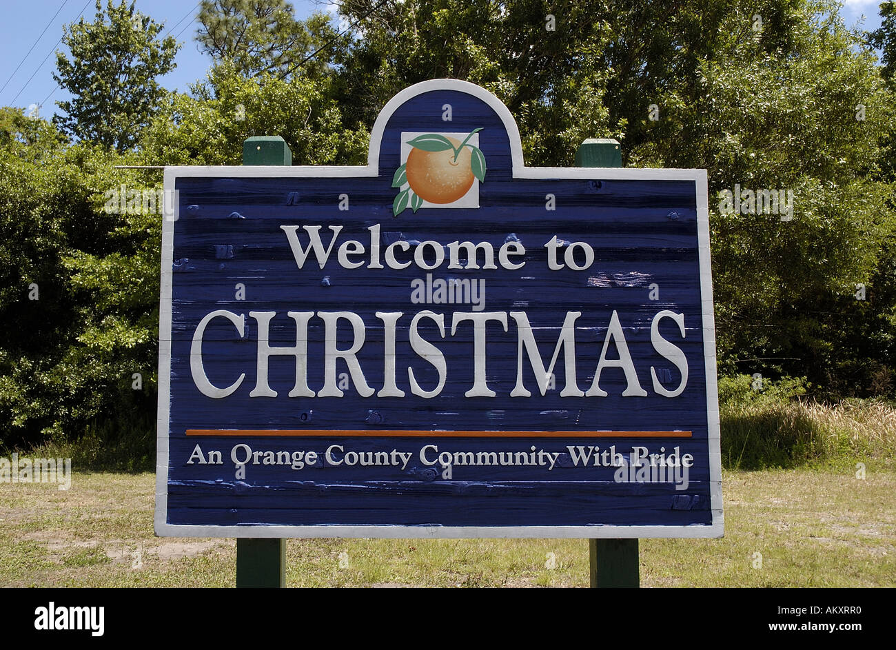 Orlando Florida Town of Christmas Willkommensschild Stockfoto