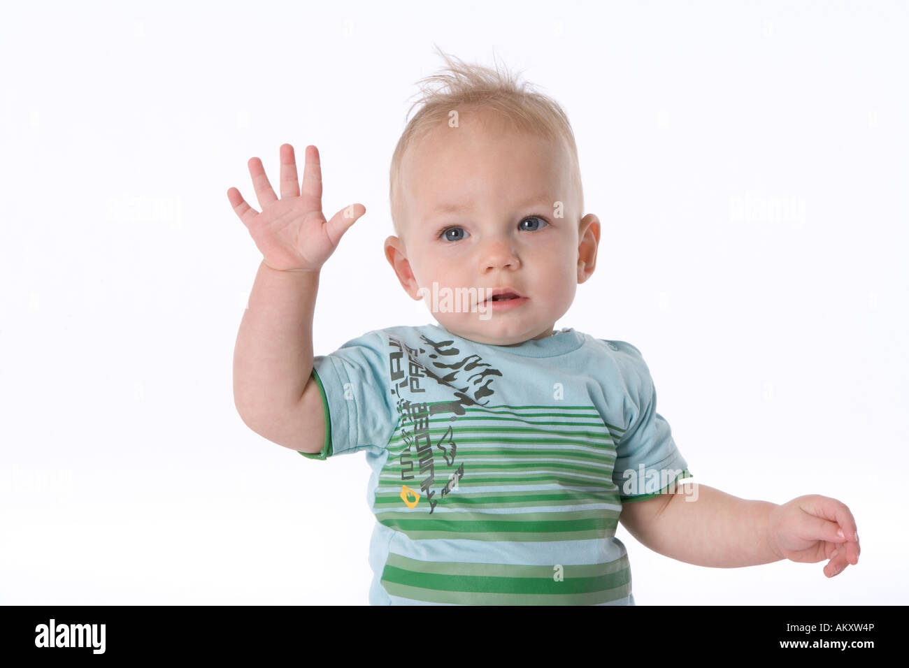 Baby Boy winken verabschieden Stockfoto
