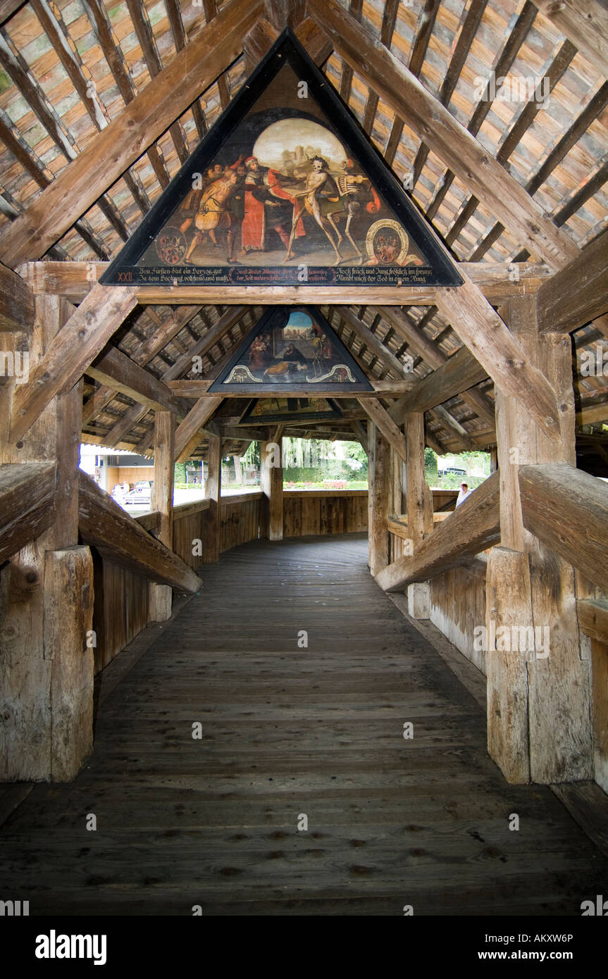 Spreuerbruecke mit historischen Bildern, Luzern, Schweiz Stockfoto