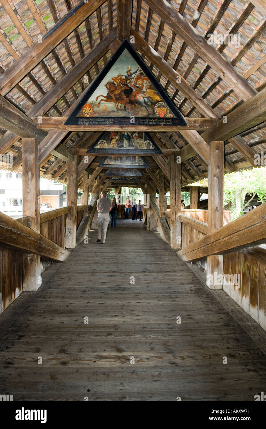 Spreuerbruecke mit historischen Bildern, Luzern, Schweiz Stockfoto