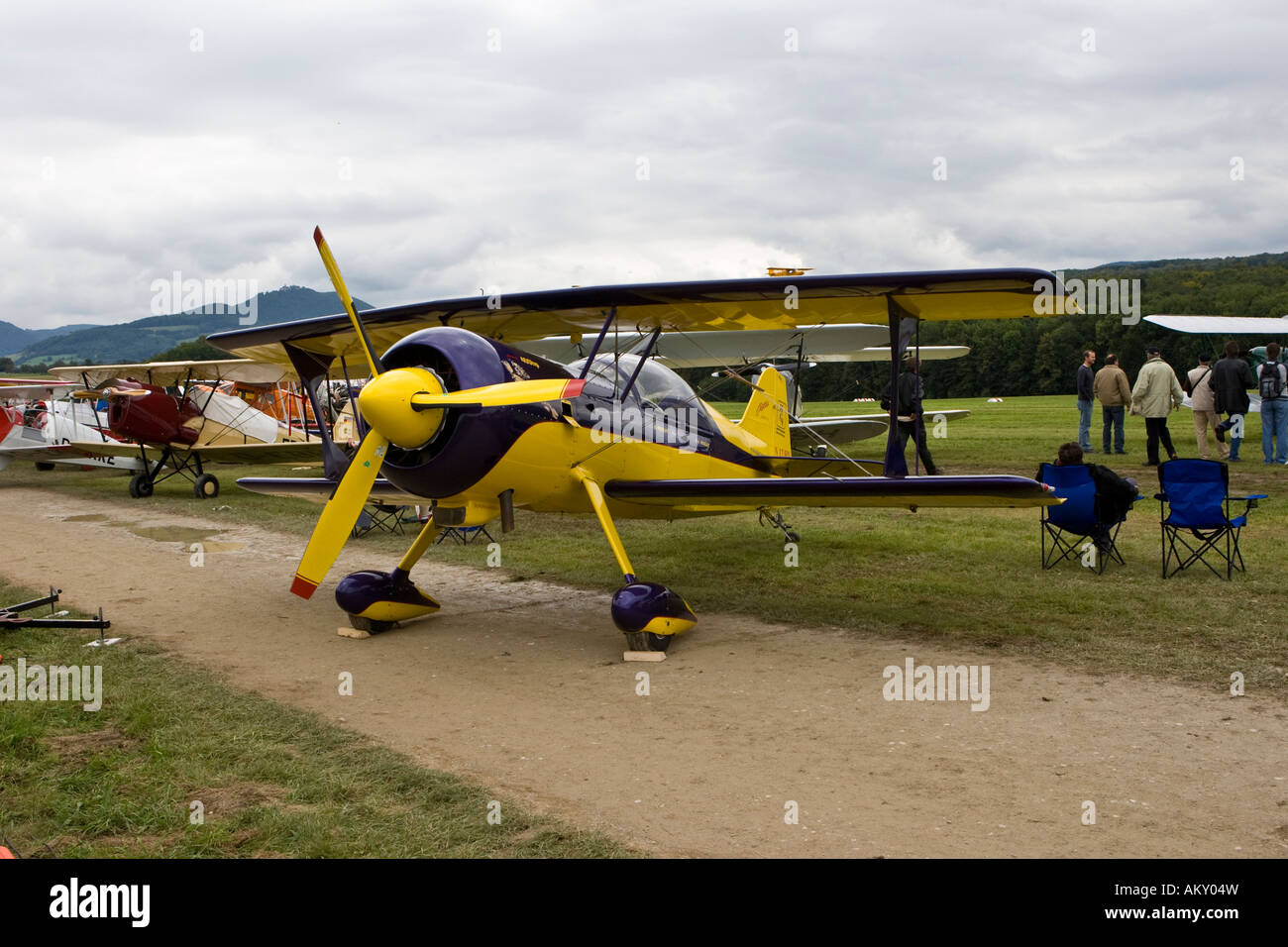 Doppeldecker für Kunstflug, Europas großer Vintage Flugzeug treffen auf der Hahnweide, Kirchheim-Teck, Baden Württemberg, Deutschland Stockfoto