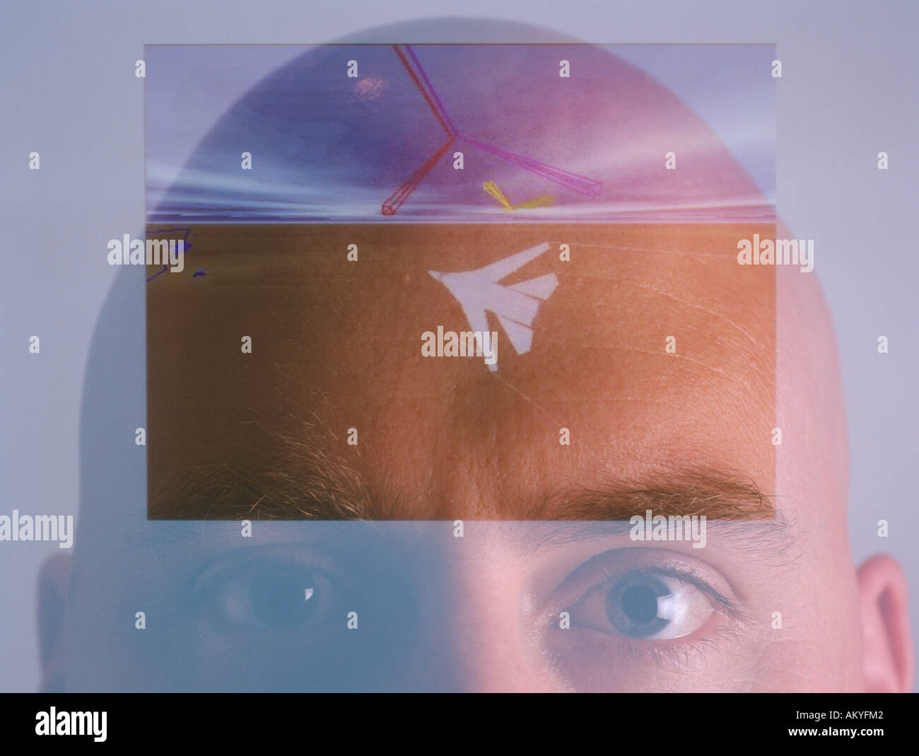 Luft-und Raumfahrt-Ingenieur mit überlagerten Darstellung der Jet auf Gesicht Australien Stockfoto