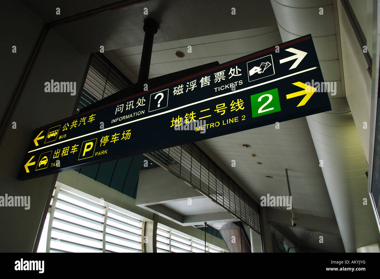 Fingerposts, Transrapid Station, Shanghai, China, Asien Stockfoto