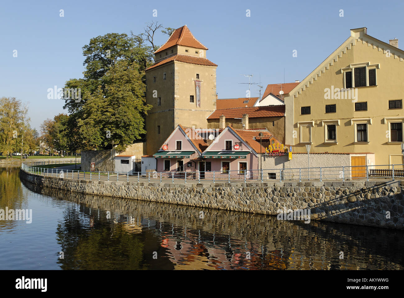 Historische alte Stadt Ceske Budejovice, Budweiser, Budvar, Süd-Böhmen, Tschechische Republik Stockfoto