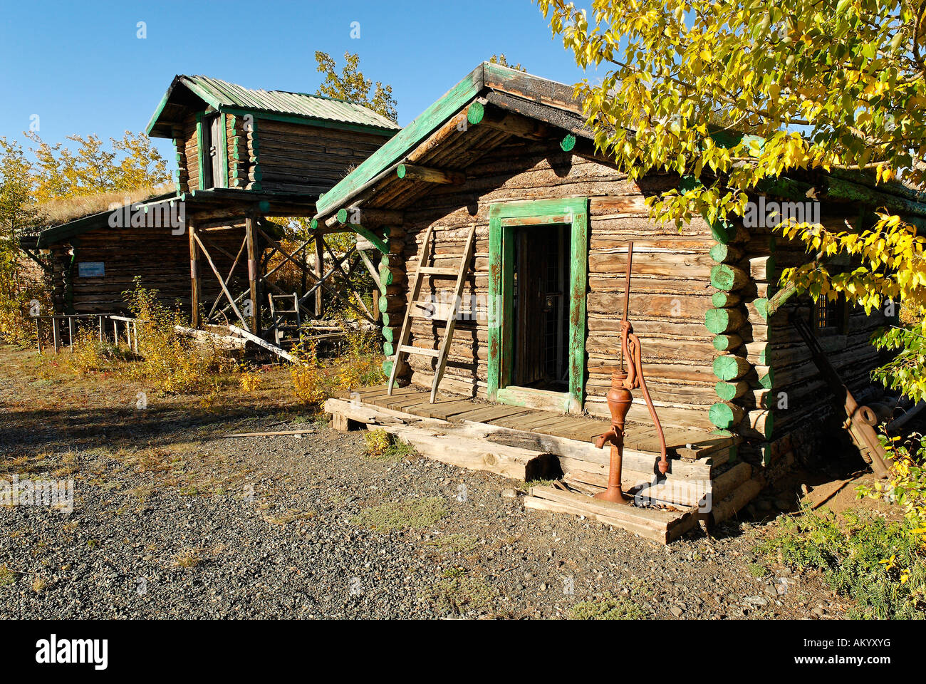 Alten Trapper-Hütte am Kluane Lake, Yukon Territorium, Kanada Stockfoto