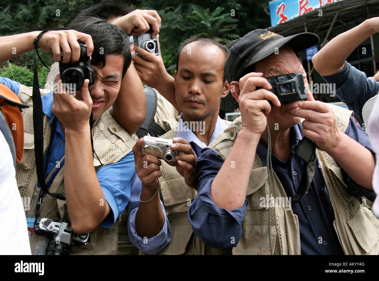 Fotojournalisten, Fotografen unter Bilder, Henan, China Stockfoto
