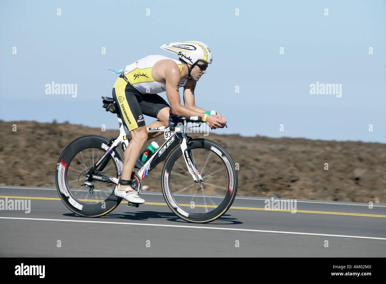 Triathlonien Hektor Llanos (ESP) während der Ironman World Championship in Kailua-Kona Hawaii USA Stockfoto
